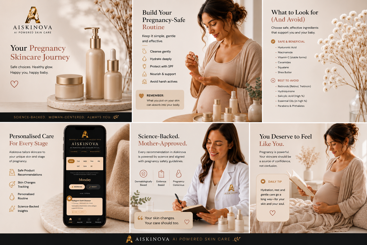 Pregnancy skincare routine products — AISKINOVA